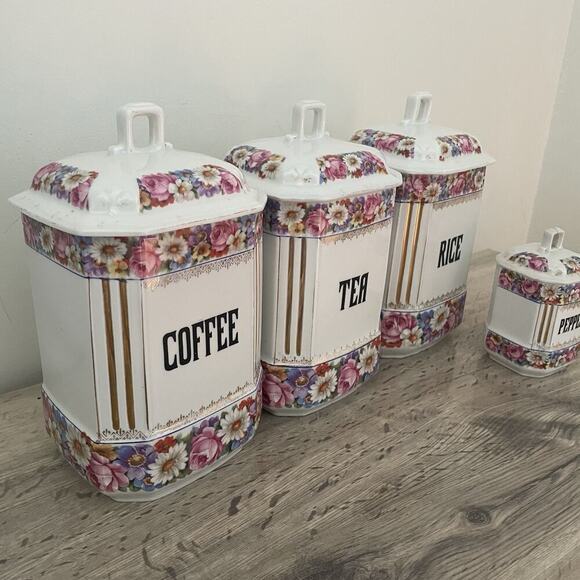 Vintage MZ Altrohlau Czechoslovakia CMR coffe Tea Canister set kerag Carlsbad - Picture 2 of 16